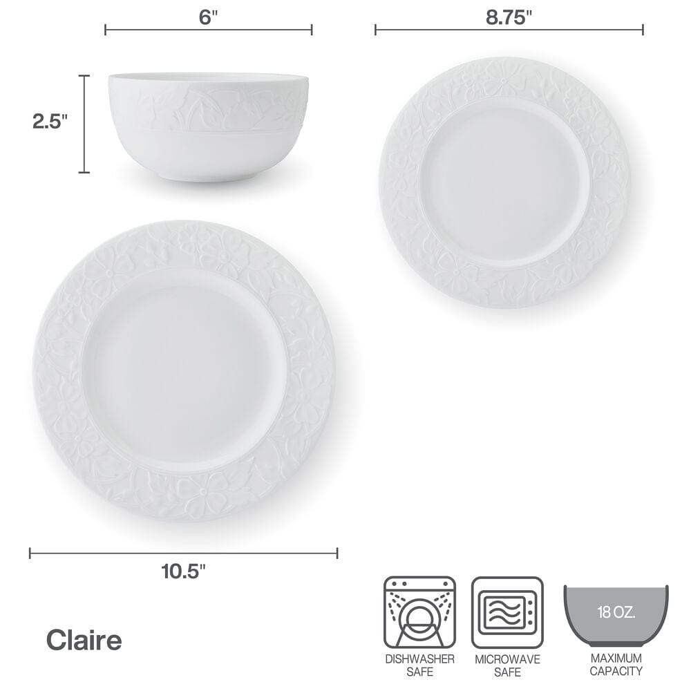Claire 12 Piece Dinnerware Set, Service for 4
