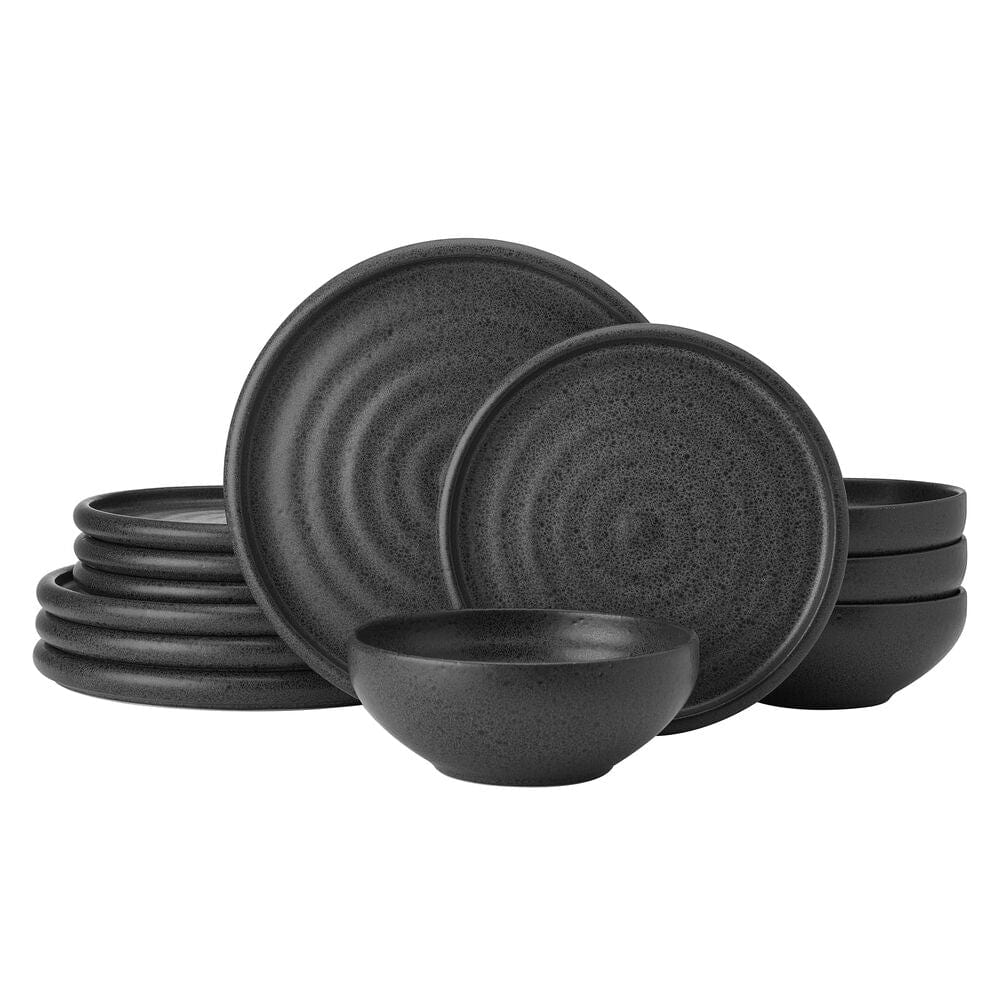 Declan Charcoal 12 Piece Dinnerware Set, Service for 4