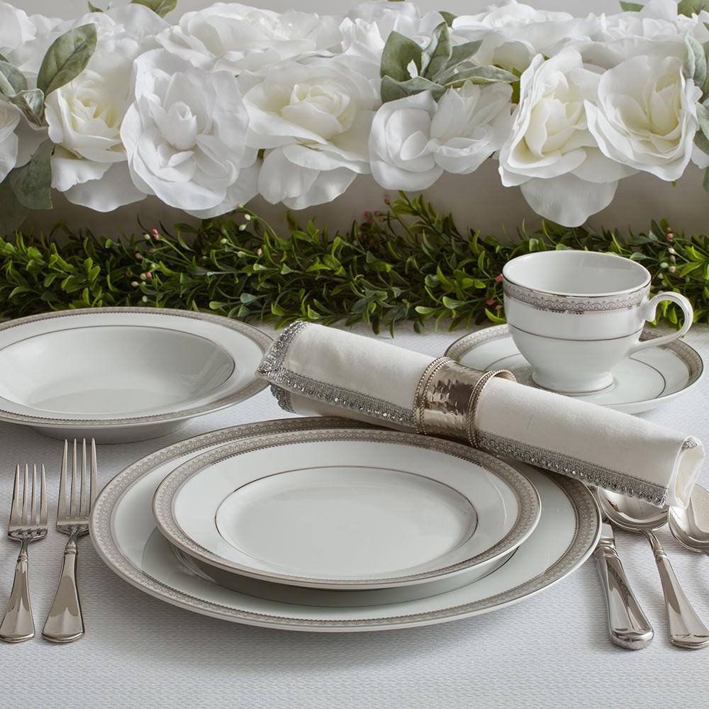 Platinum Crown 40 Piece Dinnerware Set, Service for 8