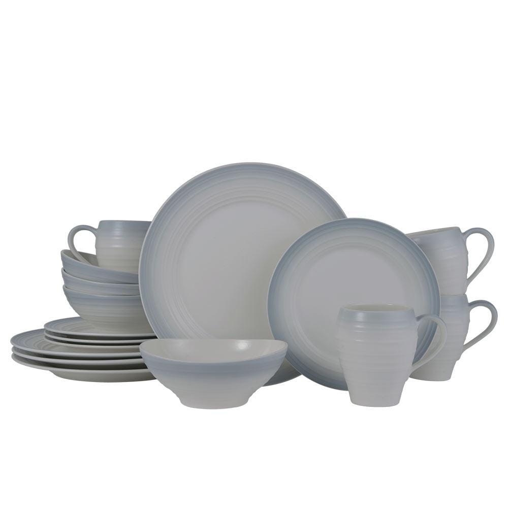 Swirl Ombre Grey 16 Piece Dinnerware Set, Service for 4