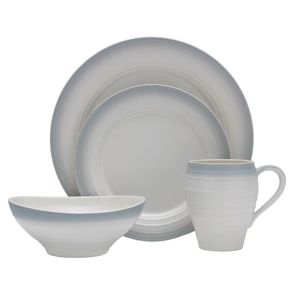 Swirl Ombre Grey 16 Piece Dinnerware Set, Service for 4