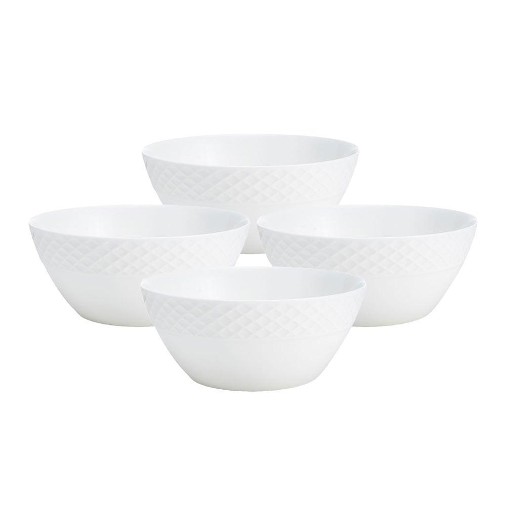 Trellis White Set of 4 Fruit Bowls